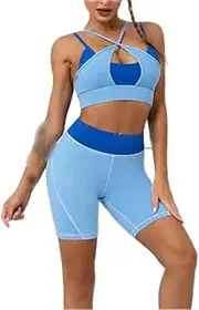 [LNYHLXS] Candy Two-Tone Stitching Sports Bra Shorts Fitness Wear Tight-Fitting Hip-Hugging Knitted Yoga Wear Set