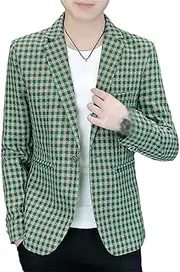 [Generic] Men's Plaid Blazer Sports Coat One Button Lapel Slim Fit Suit Jackets Lightweight Business Casual Outerwear