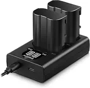[ENEGON] EN-EL15C Battery Charger Set (1900mAh, 2 Pack), Smart LED Dual USB Charger Kit, Compatible with Nikon Z6, Z7,D780,D500, D600, D610, D750, D800, D810, D850, D7100