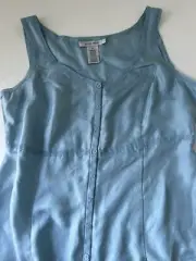 Nine West 100% Silk Sleeveless Tank Top Light Blue Size 6