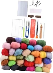 KALLORY 73Pcs Needle Felting Kit for Crafts Complete Wool Felt Tool with Felt Mat Durable Needles for Beginners Wet Dry Felting Projects Jewelry Making More