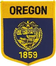 [Artisan Owl] Oregon State Flag Shield Embroidered Patch, with Iron-On Adhesive