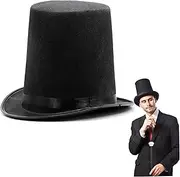 Top Hat Tall Black Top Hat Non Woven Fabric Top Hats for Men Formal Magician Hat Showman Party Hats for Butler Novelty Halloween Costume Accessory, Top Hats For Men, Black Top Hat