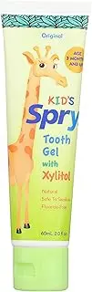 Spry Natural Xylitol Toothpaste for Baby, Toddler and Kids Age 3 Months and Up - Fluoride Free Tooth Gel, Tasty, Support Development of Emerging Teeth, Original 2 Fl Oz (Pack of 1)