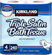 Signature Triple Satin 3 Ply Toilet Tissue 4 Rolls 1 Pack White Kirkland-Toilet Roll-1pk