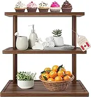 Ibyx 3 Tier Multi-Purpose Wooden Stand - Serving Platter Serving Tray for Serving Dishes & Platters – Wooden Display Stand to Organize Spices or Makeup (Natural, Acacia)