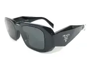 Prada Sunglasses SPR17W-F 1AB-5S0 Thick Black Rectangle Frames Dark Gray Lenses