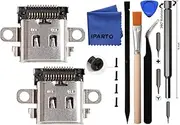 iParto 2 Pack Replacement Type C Port for Nintendo Switch USB C Charging Port Charger Socket Connector Replacement Repair Kit for NS Switch Power Charging Charger DC Jack Socket with Tools