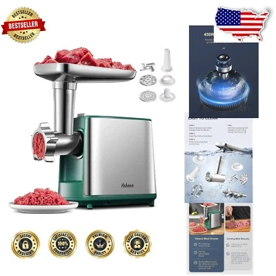 Stainless Steel Meat Mincer with 2 Grinder Plates & Easy Clean Design