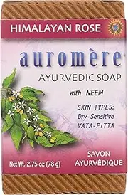 [Auromere] Ayurvedic Bar Soap Himalayan Rose by - All Natural Handmade and Eco-friendly Bar Soap for Sensitive Skin - 2.75 oz (3 Pack)