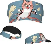 [RLDOBOFE] Sun Visor Hat Adjustable Empty Top Baseball Cap Cat Grabbing Meat Sun Hats for Women Men Sunscreen Visor Caps Summer Beach Sports Hats Black, Black, One Size