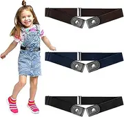 [KGGZKG] Pack of 3 Belts Without Buckle Elastic Stretch Belt Adjustable Buckle-Free Invisible Stretch Belt Children's Belt