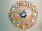Colorful Quartz Wall Clock 14 1/2" Diameter Wood Numbers Hand Made in USA NEW!