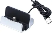 SEWACC Desktop Charger Dock Fast Charging Cradle Station for Type- Compatible Smartphones Tablets Portable USB Charging Stand Silver