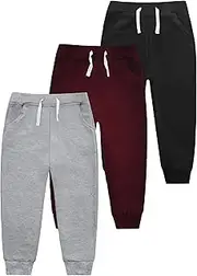[VOGRYE] 3 Pack Boys Cotton Toddler Sweatpants Boys Joggers Pants with Pocket Drawstring for Kids 2T-6T