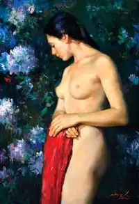 在飛比找Yahoo!奇摩拍賣優惠-[客人寄賣] 陳輝東 油畫 裸女 72.5X50cm