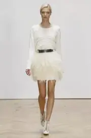 BNWT SASS & BIDE "Dream Catcher" Feather Mini Skirt - Ivory - Size 12 - $550