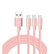 Catzon 1M 2M 3M 3Packs Micro USB Cable Nylon Braided Phone Cable Fast Charger Cable USB Cord -Pink