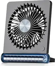 Portable Desk Fan, 20hrs Battery Operated Small USB Fan with Ultra Quiet 180° Tilt Folding, Rechargeable Personal Fan with 3 Speeds Strong Wind for Home Office Desktop, Black