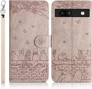 [Succtopy] Mobile Phone Case for Google Pixel 7a Premium PU Leather Case Foldable Flip Case Magnetic Card Slot Stand Function Protective Case Google Pixel 7a - Grey