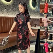 Girls Chinese Qipao Short Sleeve Spring Festival 2~10years Cheongsam Child