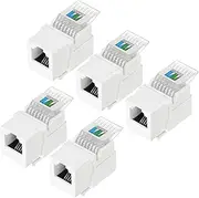 uxcell 5 Pack RJ11 Cat 3 Telephone Jack, Cat3 Coupler Phone No Punch Down Tool-Free Module Connector Adapter, White, 17mm