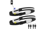 2PCS Bluetooth LED Head Torch Induction Headlamp COB Waterproof Rechargeable Camping Headlight White