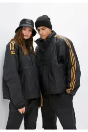 Sz 2XS- ADIDAS X IVY PARK UNISEX 3-Stripes Padded Windbreaker Jacket, BLACK/MESA