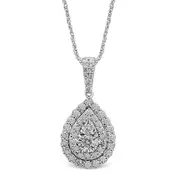 Brilliant Claw Pear shaped Necklace with 1.00ct of Diamonds in 9kt White Gold
