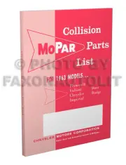 1963 Chrysler Plymouth Body Parts Book Illustrated Catalog with Part Numbers