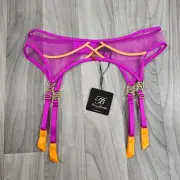 Honey Birdette Saskia Magenta Suspender Garter Belt Size XL * NEW
