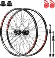 MTB Bicycles Wheels 26 27.5 29 Inch Mountain Bikes Wheelset QR Disc Brake Cassette 8 9 10 11 12 Speed Bearing Hubs Lightweight Aluminium Alloy Rims (Color : Black-Red, Size : 29inch)