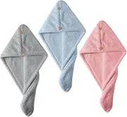 Generic 3pcs Turban Hair Bonnet Hair Dryer Hair Towel Wrap Curl Brush Silk Hair Wrap for Sleeping Hair Towel for Curly Hair Cap Hair Comb Hair Plopping Wrap Hair Ties Coral Fleece