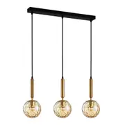 Trattino Bar Pendant Light 3Lt in Bronze Amber Glass or Black Smoke Glass