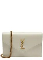 Saint Laurent Envelope Leather Wallet on Chain, Leather Wallet, White One Size