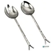 Elyon Hasanpur Reflective Silver Salad Serving Set Indian Artisan Made Forged