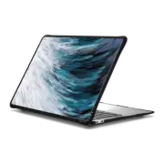 MacBook Air 13-inch (M1 / Intel) Impact Case FLOCK AND DOWN TEAL BLUE FEATHERS MACBOOK, ABSTRACT BIRD SPLASH PAINTING By Ebi Emporium