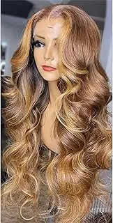 Ombre Highlight Wig Brazilian Hd Lace Front Human Hair Wigs For Women Honey Blonde Body Wave Wigs 360 HD Lace Wig 24Inch#180 Density