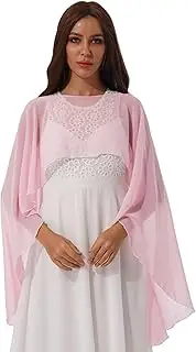 [Jugaoge] Women Chiffon Cape Shawls Asymmetric Shrug Wraps Wedding Cover Up for Evening Dress