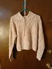 SO Goods For Life WOMENS Med Long Sleeve Hoodie Cropped Pink/White Marled NWT