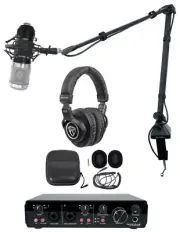 Rockville R-TRACK 2x2 USB Computer Recording Interface+RCM01 Mic+Boom+Headphones