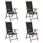 NNEVL Folding Garden Chairs 4 pcs Aluminium and Textilene Black