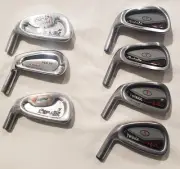 Left handed 7 heads, irons 5 (3), 6(1), 7 (3), Heads only