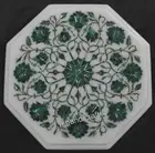 Octagon Marble Coffee Table Top Inlaid with Malachite Stone Hallway Corner table