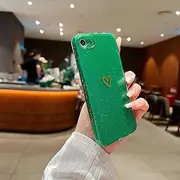 HJWKJUS Compatible with iPhone 7/8 iPhone SE 2020/SE 2022 Case for Girls Women,Love Heart Pattern Design Soft TPU Shockproof Protective Bling Sparkly Glitter Cover (Green)