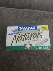VINTAGE 90's TAMPAX 16 Naturals SUPER TAMPONS BOX Non Applicator 1996 New