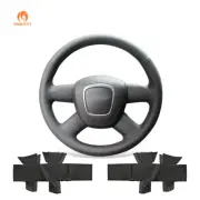 DIY Black Artificial Leather Steering Wheel Cover for Audi A3 A4 B8 A6 C6 Q5 Q7