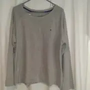 Vintage Tommy Hilfiger Long Sleeve Sleepwear Tee T Shirt Logo Gray Womens