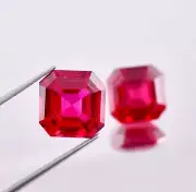 1 Pair 15x15 MM Natural Mozambique Blood Red Ruby Asscher Loose Gem Certified