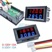 DC 0-100V/0-200V 10A Voltmeter Ammeter Blue+Red LED Amp Dual Volt Meter Gauge